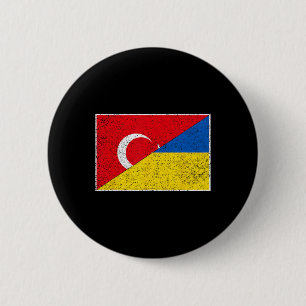 Turkey Ukraine Flag Turkiye Turkish Ukrainian Nati Button