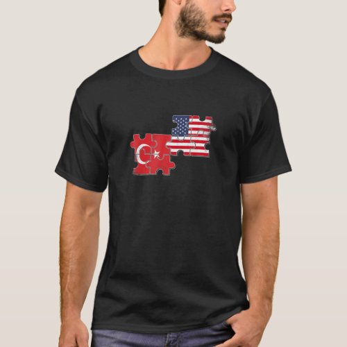 Turkey USA Love Roots Turkish American Flag T_Shirt