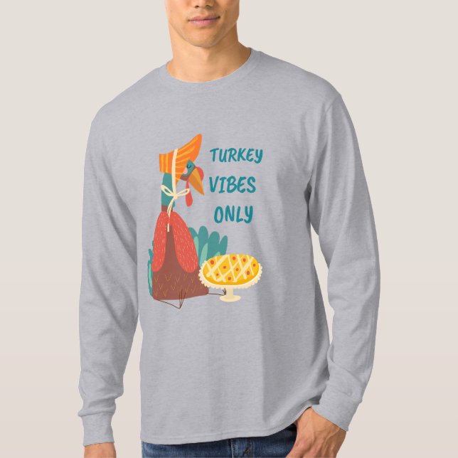 Turkey Vibes Only Paper Plate T-Shirt (Front)