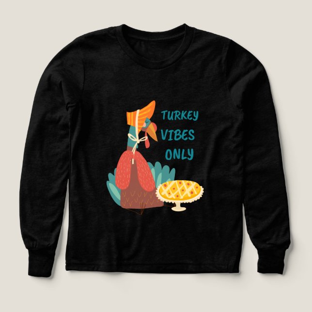 Turkey Vibes Only Paper Plate Tri-Blend Shirts (Design Front)