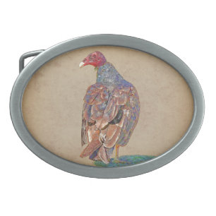 TURKEY VULTURE OVAL BELT BUCKLE