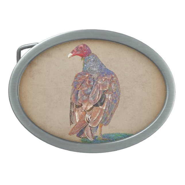TURKEY VULTURE OVAL BELT BUCKLE (Front)