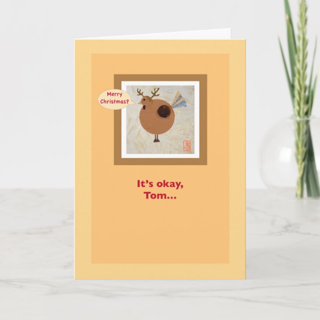 Turkey w/Antlers Vegetarian Humorous Thanksgiving Card (Front)