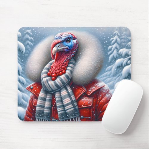 Turkey Wearing A Red Coat Mouse Pad
