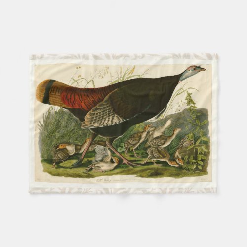 Turkey Wild Audubon Bird Painting Fleece Blanket
