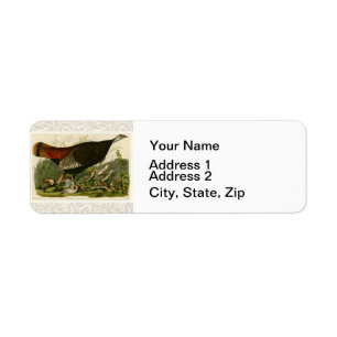 Turkey Wild Audubon Bird Painting Label