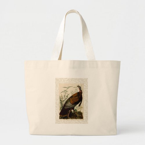 Turkey Wild Audubon Bird Painting Large Tote Bag