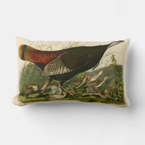 Turkey Wild Audubon Bird Painting Lumbar Pillow