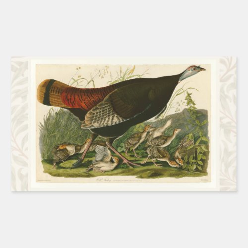 Turkey Wild Audubon Bird Painting Rectangular Sticker