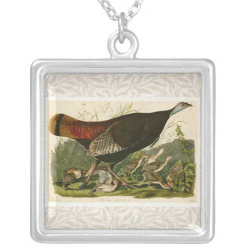Turkey Wild Audubon Bird Painting Silver Plated Necklace