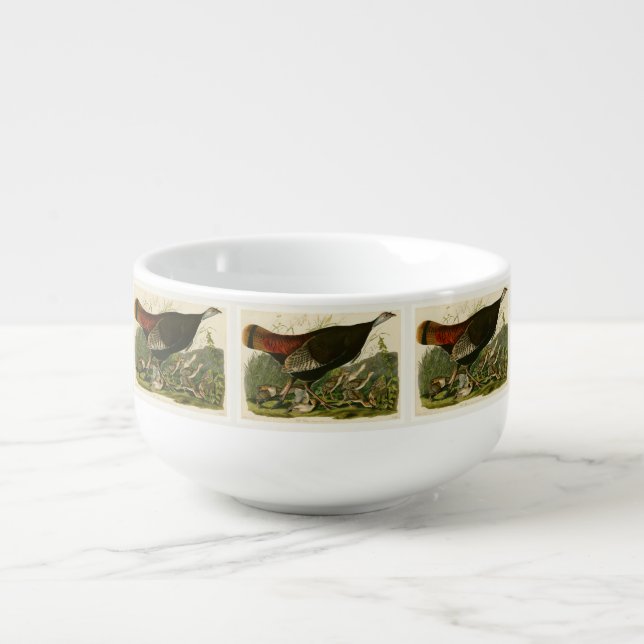 Turkey Wild Audubon Bird Painting Soup Mug (Front)