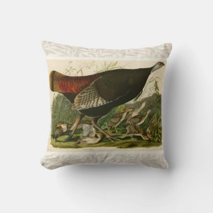 Turkey Wild Audubon Bird Painting Throw Pillow