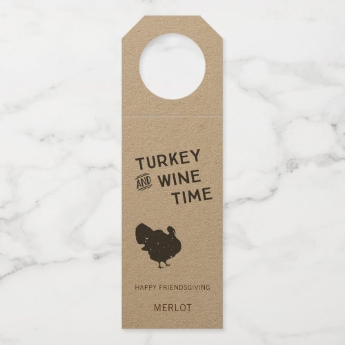 Turkey  Wine Time  Thanksgiving  Friendsgiving Bottle Hanger Tag