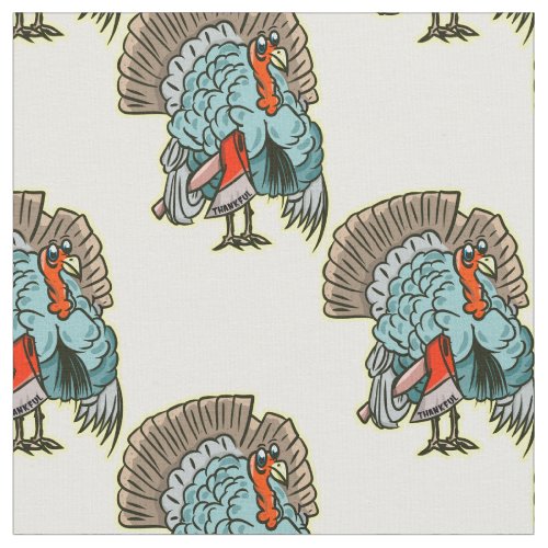 Turkey with an ax funny thanksgiving fabric