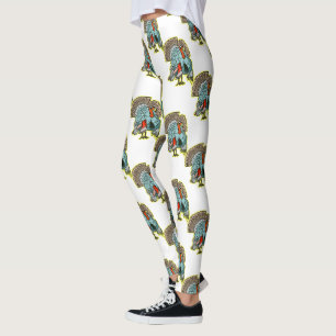 Turkey with an ax funny thanksgiving leggings
