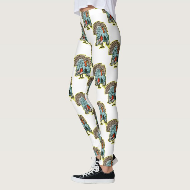 Turkey with an ax funny thanksgiving leggings (Left)