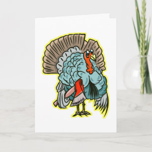 Turkey with an funny thanksgiving holiday card