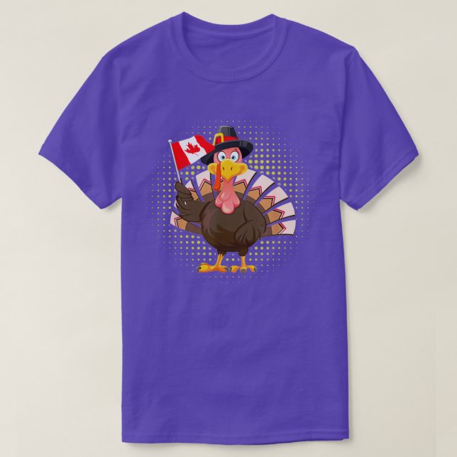 Turkey With Canada Flag Cool Canadian Thanksgiving T-Shirt (Design Front)