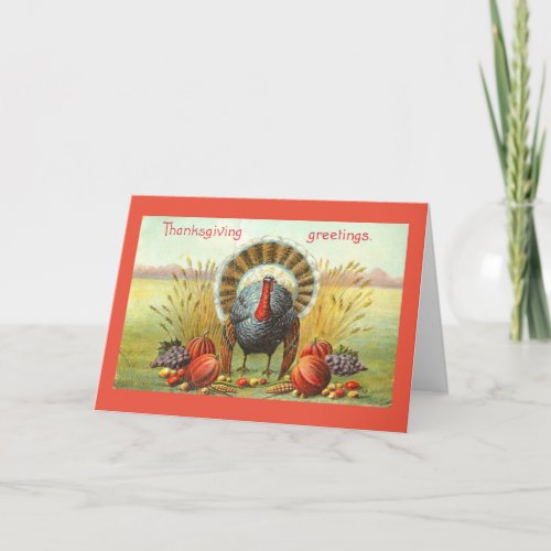Turkey With Fall Harvest Card