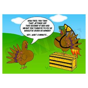 Turkey with Jetpack - Funny Thanksgiving Card