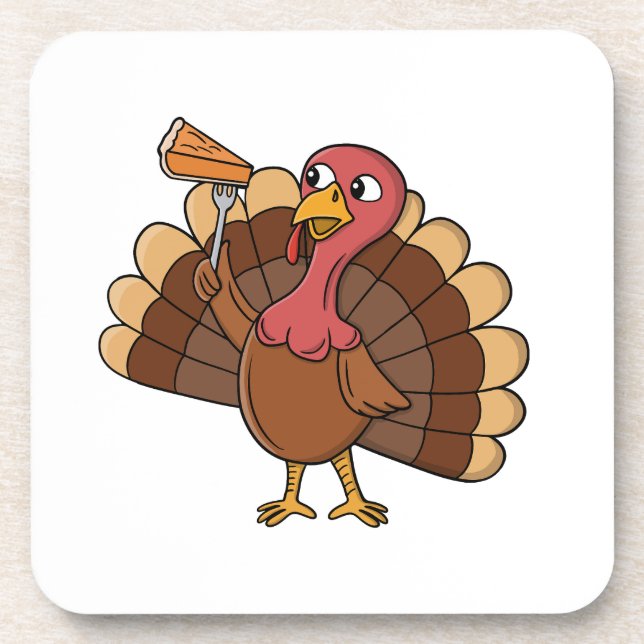 Turkey With Pie Slice Beverage Coaster (Front)