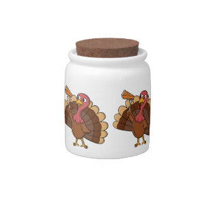 Turkey With Pie Slice Candy Jar