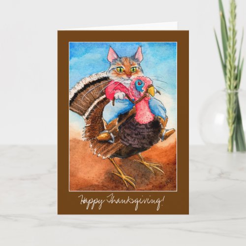 Turkey_wrangler cat Thanksgiving card invitation