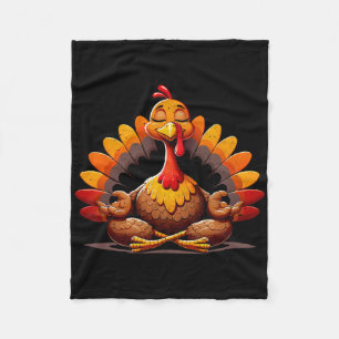 Turkey Yoga Thanksgiving Day Funny Meditating Nama Fleece Blanket