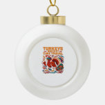 Turkeys Against Time Travel – Funny Retro Turkey D Ceramic Ball Christmas Ornament