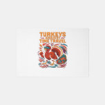 Turkeys Against Time Travel – Funny Retro Turkey D Rug