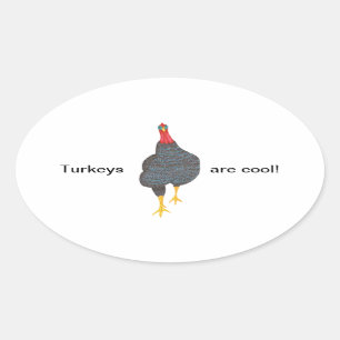 Turkeys are cool, pointillism Oval Stickers