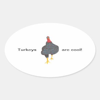 Turkeys are cool, pointillism Oval Stickers