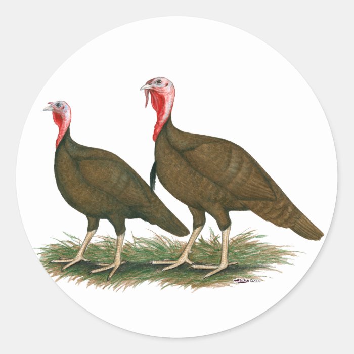 Turkeys  Chocolate Round Stickers