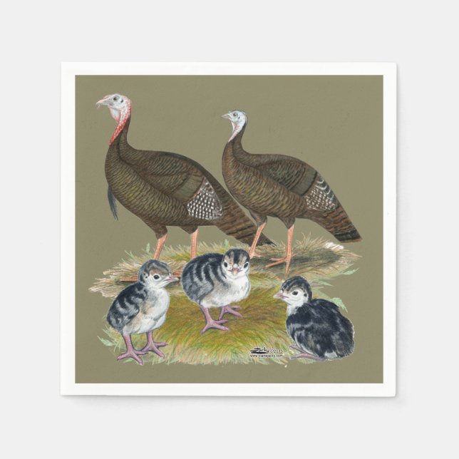 Turkeys Eastern Wild Family Paper Napkins (Front)
