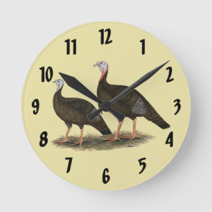 Turkeys Eastern Wild Pair Round Clock