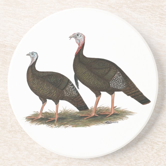 Turkeys Eastern Wild Pair Sandstone Coaster (Front)