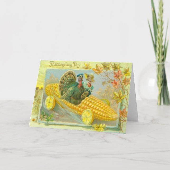 Turkeys In A Corn Car Holiday Card (Front)