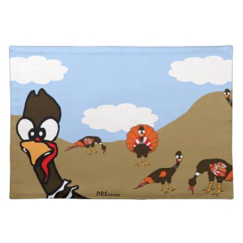 Turkeys In Autumn Cloth Placemat by PRLimagesBlueSkyFarm at Zazzle