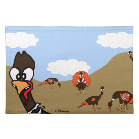 Turkeys In Autumn Cloth Placemat