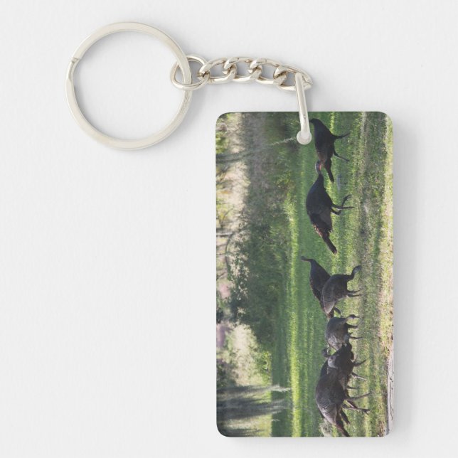 Turkeys in the Grass Photograph Keychain (Front)