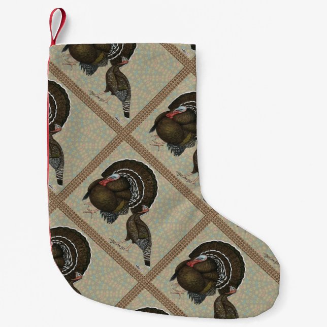 Turkeys Standard Bronze Portrait Small Christmas Stocking (Front)