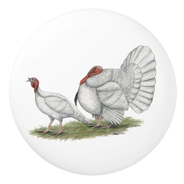 Turkeys White Holland Ceramic Knob (Front)