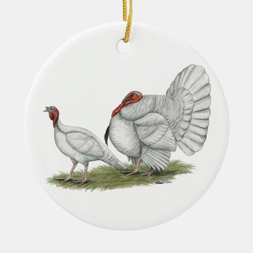 Turkeys White Hollands Ceramic Ornament