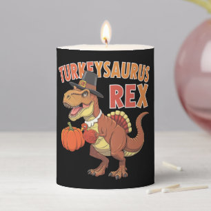 Turkeysaurus Rex Dab Turkey Dino Toddler Boys Pillar Candle