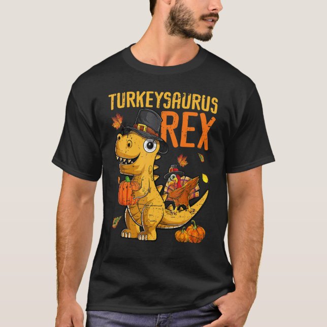 Turkeysaurus Rex Dab Turkey Dino Toddler Boys Than T-Shirt (Front)