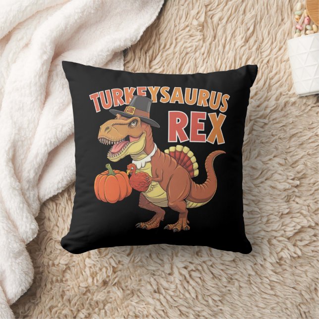 Turkeysaurus Rex Dab Turkey Dino Toddler Boys  Throw Pillow (Blanket)