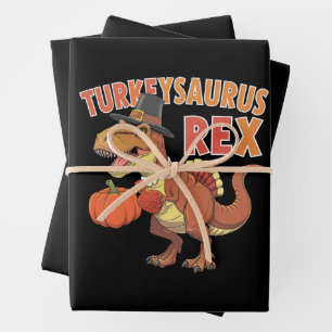 Turkeysaurus Rex Dab Turkey Dino Toddler Boys Wrapping Paper Sheets