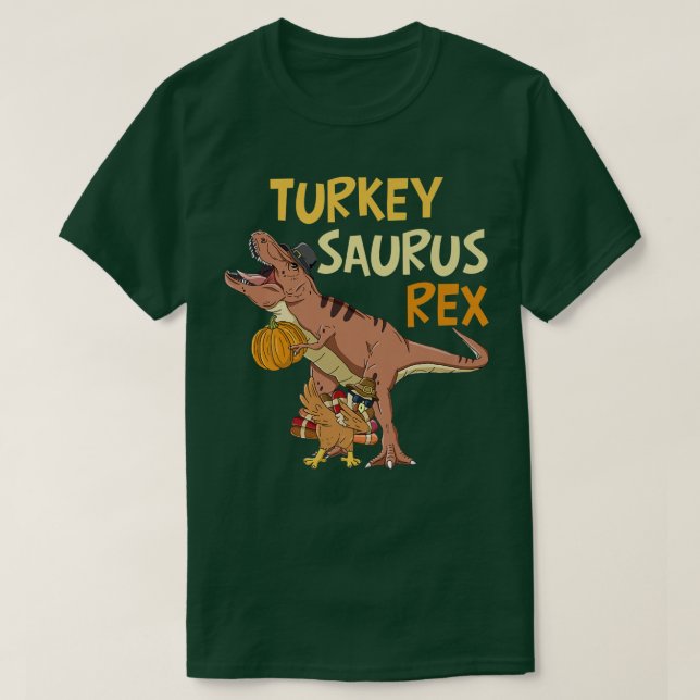 Turkeysaurus Rex Funny Turkey Dabbing Trex Thanksg T-Shirt (Design Front)