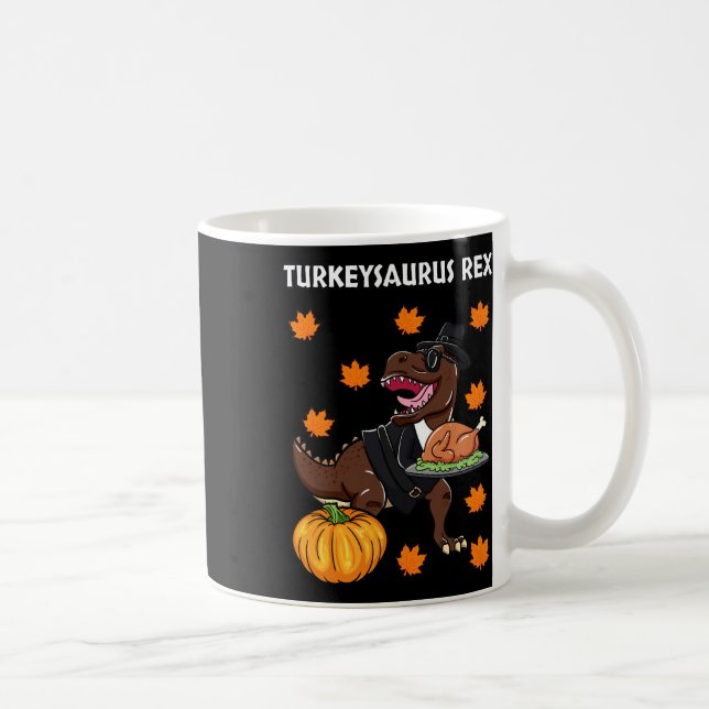 Turkeysaurus Rex Thanksgiving Day Dinosaur Turkey  Coffee Mug (Right)