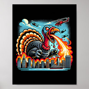 Turkeyzilla – Fire-breathing Thanksgiving Dino Tur Poster
